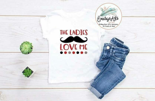 Ladies Love Me Mustache YOUTH Graphic Tee