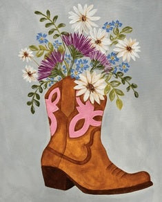 Floral Cowboy Boot - Pops Of Color Paint Party 3/1/24 @6pm