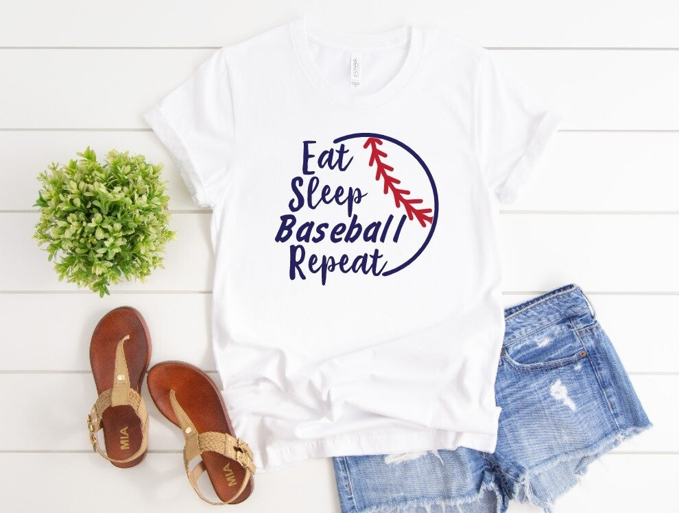 Eat Sleep Repeat Baseball Graphic Tee
