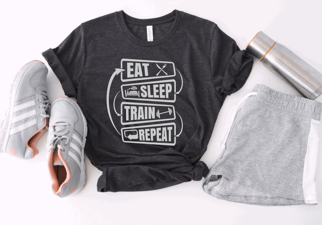Eat Sleep Train Repeat Graphic Tee or Tank