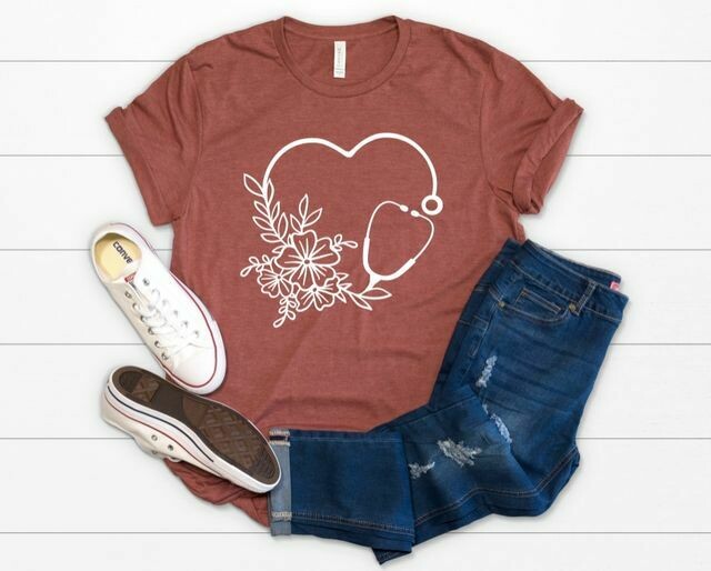 Floral Stethoscope Graphic Tee