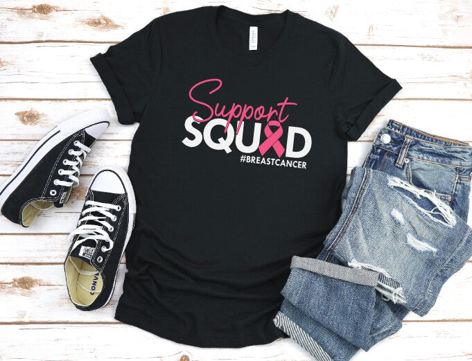 Support Squad Pink Ribbon Cure Graphic Tee