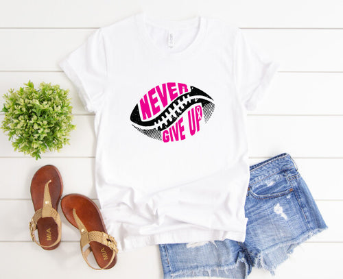 Never Give UP Pink Ribbon Cure Graphic Tee
