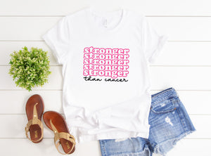 Stronger Than Cancer Pink Ribbon Breast Cancer Graphic Tee