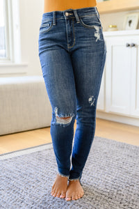 Annalise Slanted Raw Hem Skinny Jeans