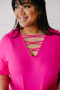 Crossing Wires Top in Fuchsia