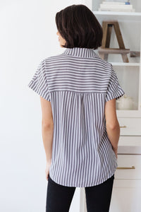 Marina Striped Top In Charcoal