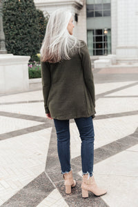 Sienna Sweater knit Cardigan In Olive