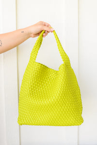 Woven and Worn Tote in Citron